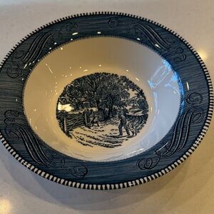 Currier & Ives home sweet home bowl Blue and White Dinnerware Bowl
